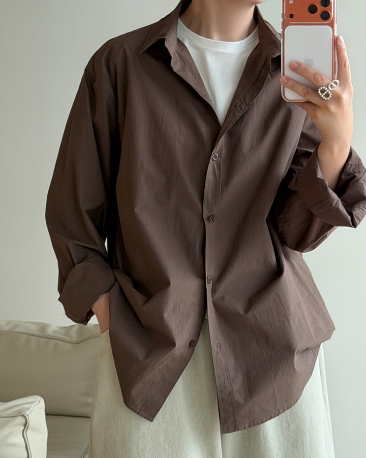 Relaxed Roll-Up Cotton Shirt