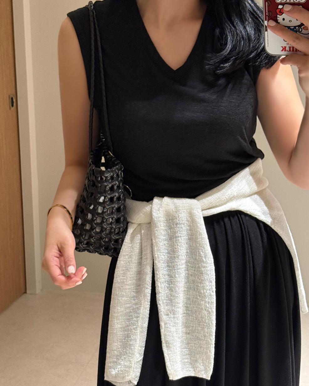 Linen Blend Sleeveless V-Neck Top