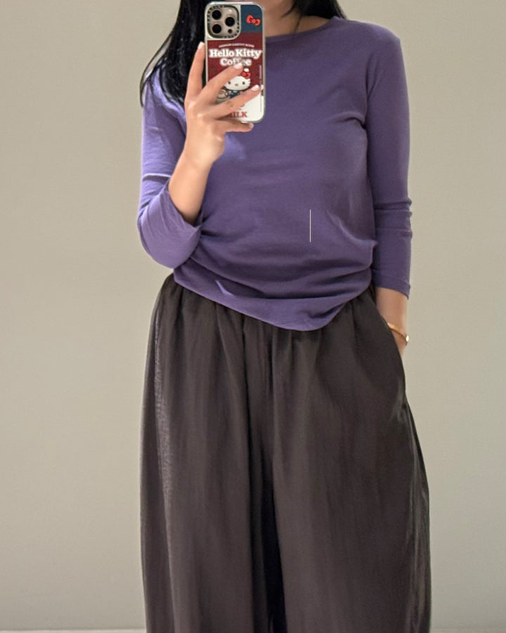 Slub Cotton Boat Neck Sleeve Tee