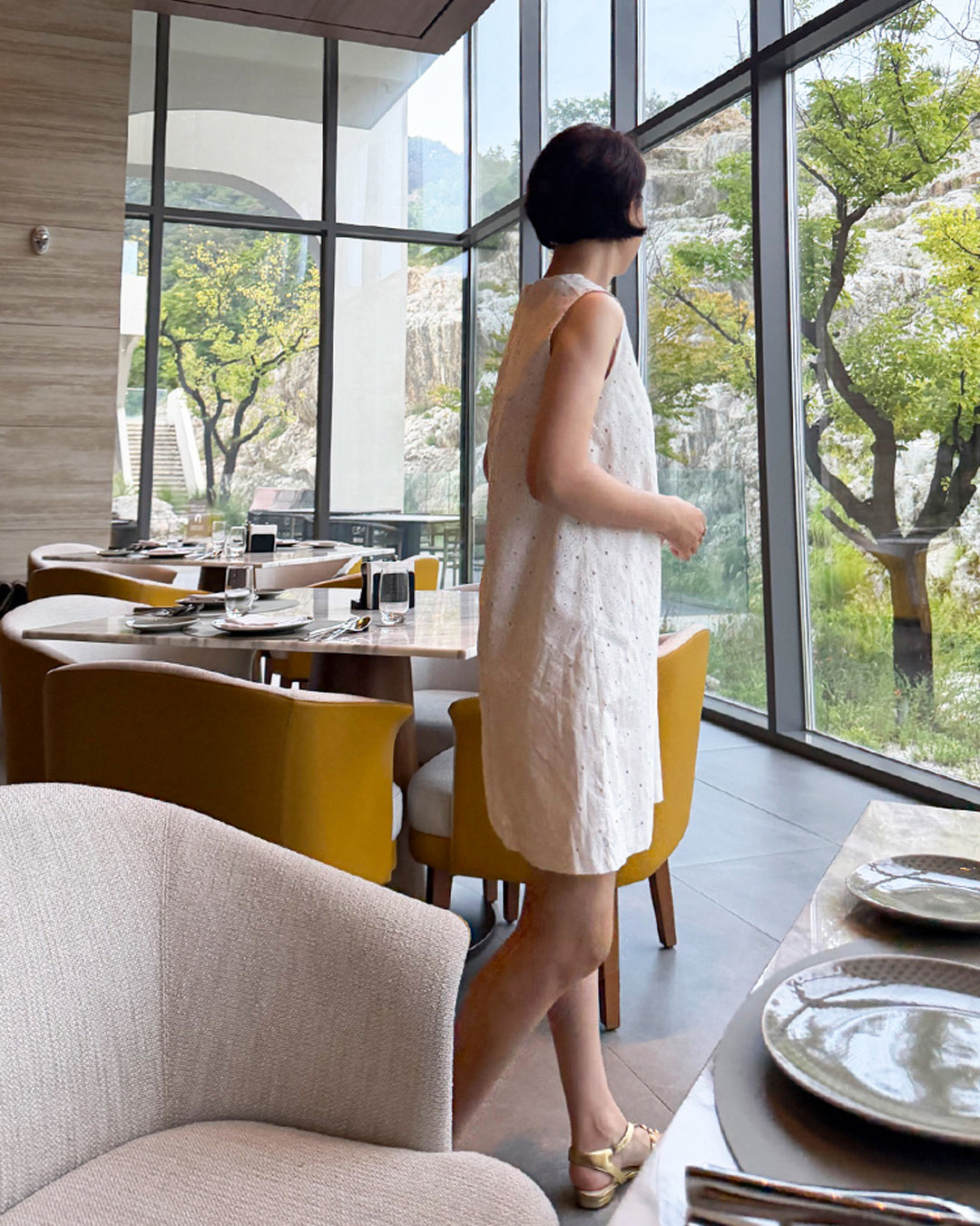 Floral Eyelet Sleeveless Mini Dress