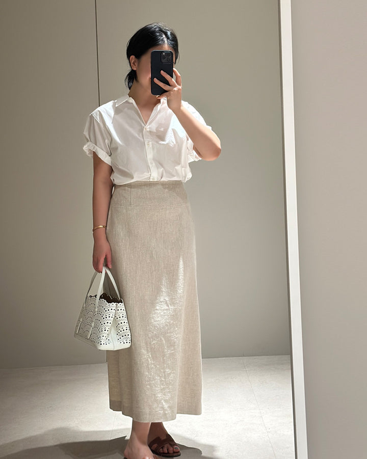 Premium 100% Linen Slim H-Line Skirt