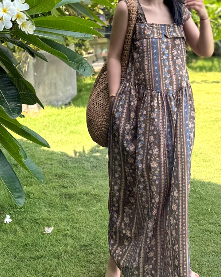 Ethnic Floral Flap Maxi Dress