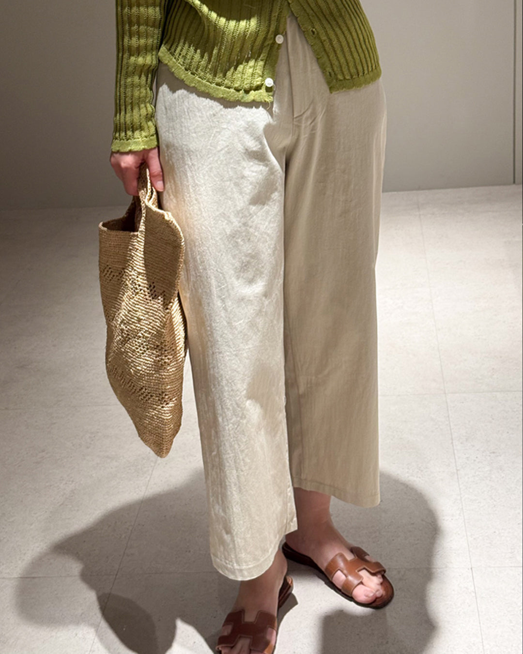 Casual Cotton Blend Daily Crop Pants