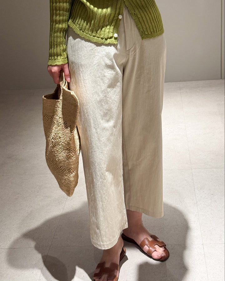 Casual Cotton Blend Daily Crop Pants