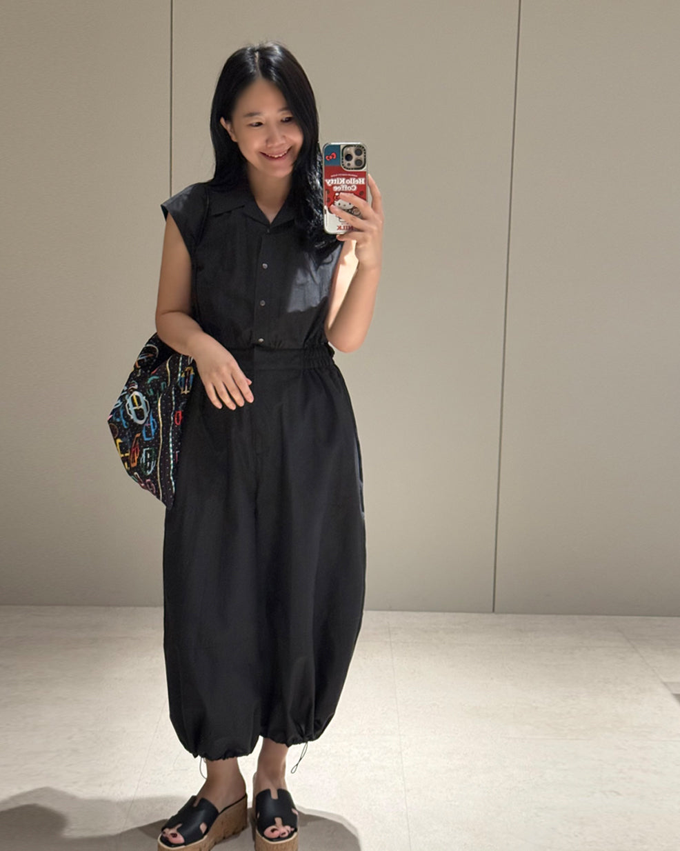 Sleeveless Drawstring Hem Jumpsuit
