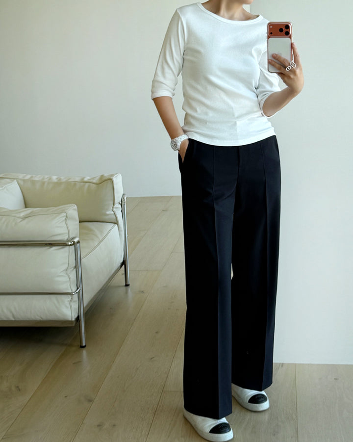 3/4 Sleeve Boatneck Slim Fit T-Shirt