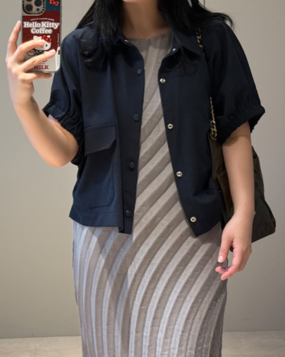 Gathered Short Sleeve Cropped Jacket