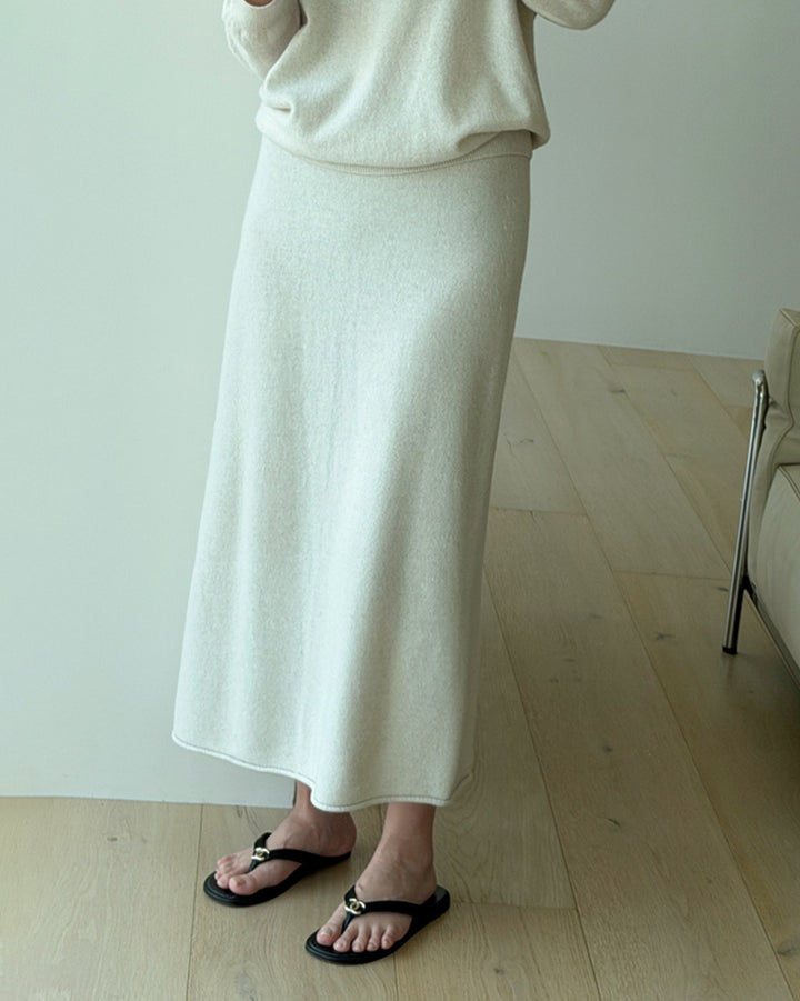 リラックスedストレートニットマキシスカート