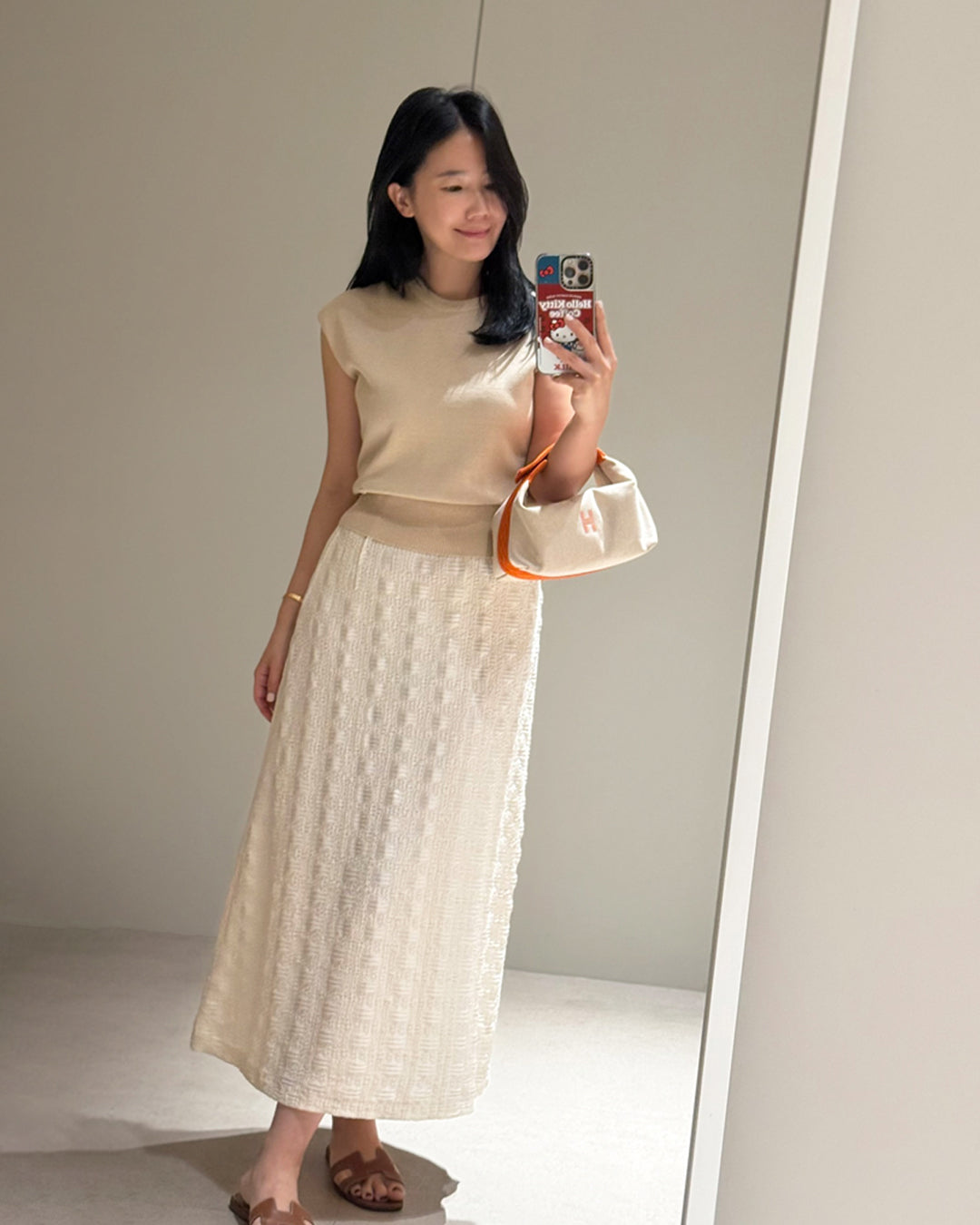 Slim Fit Ribbed Waist Cap Sleeve Knit Shirt