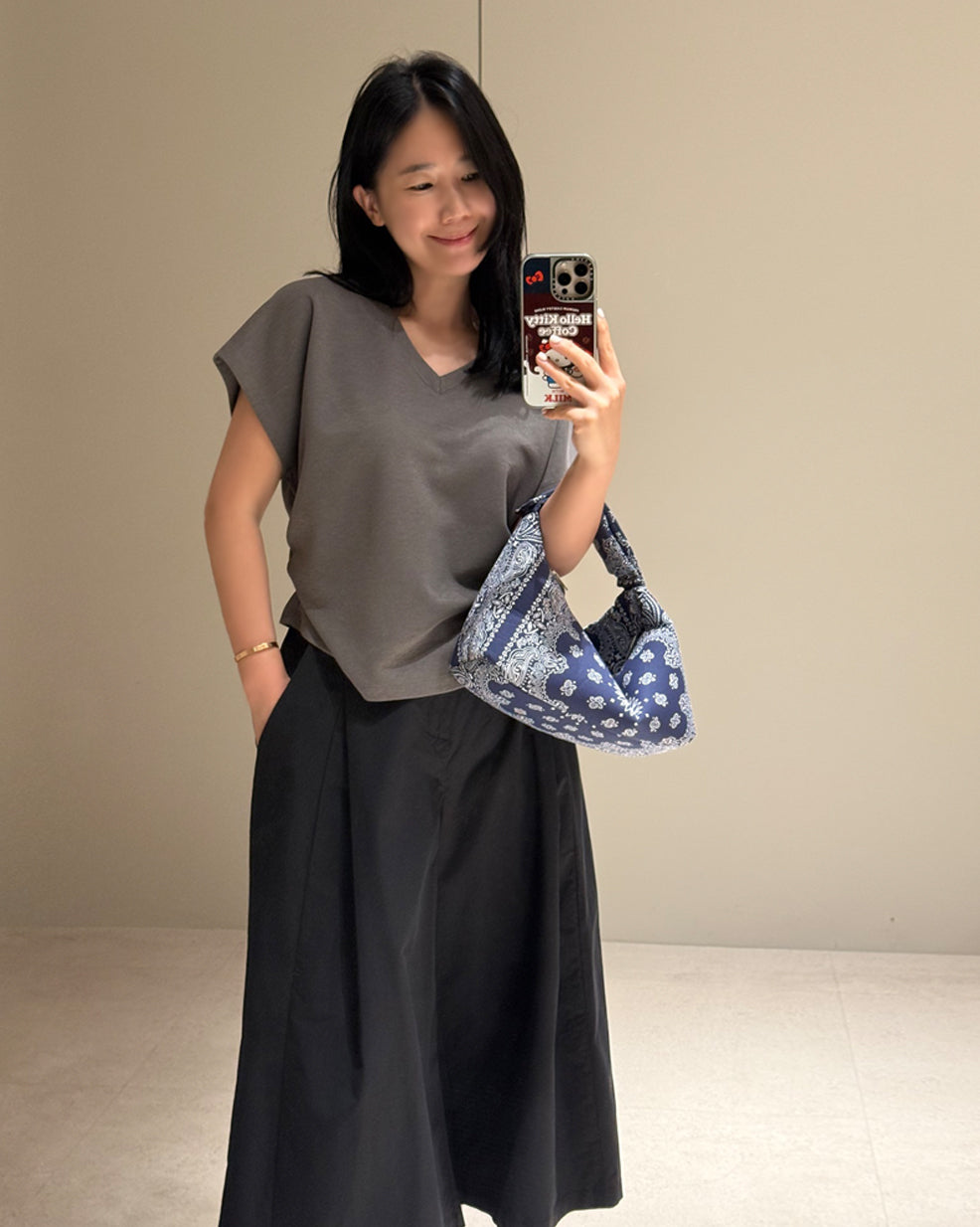 Side Ruched V-Neck Cap Sleeve Top