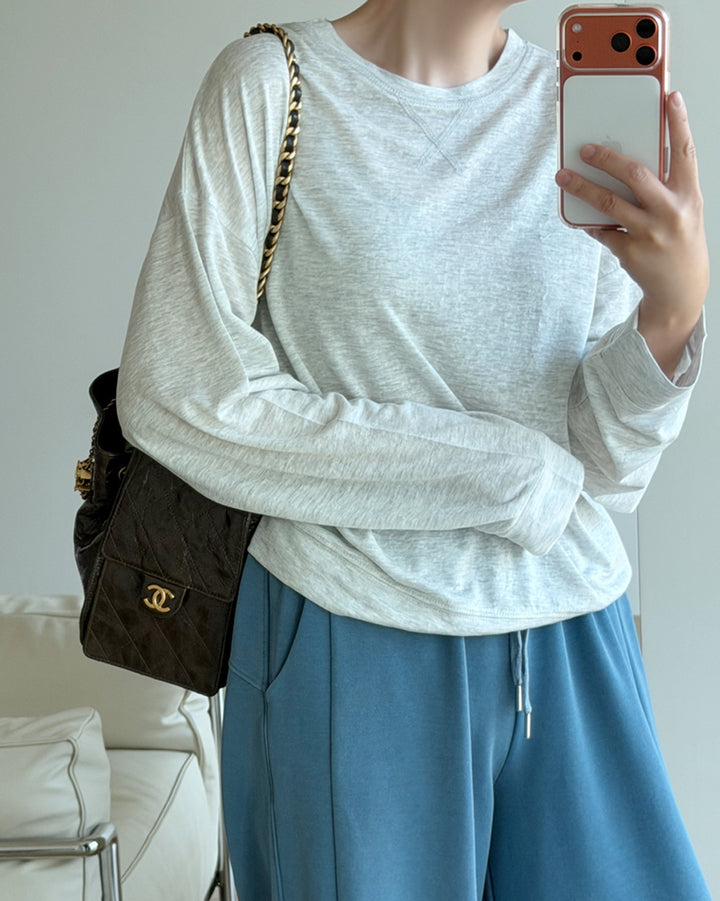 Lightweight Heathered Crewneck Sweatshirt