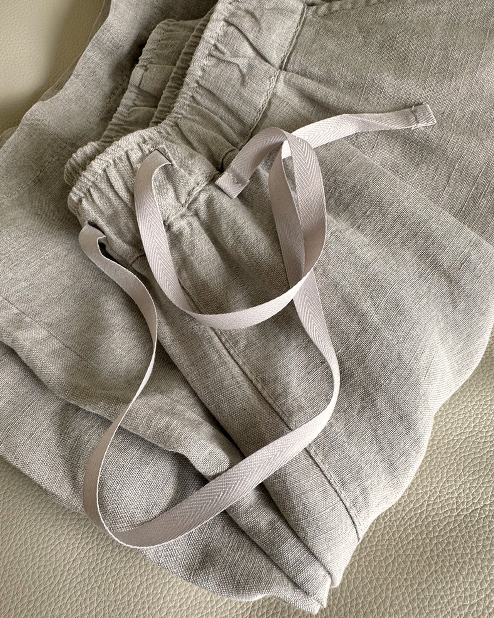 Linen Wide Leg Trousers with Drawstring