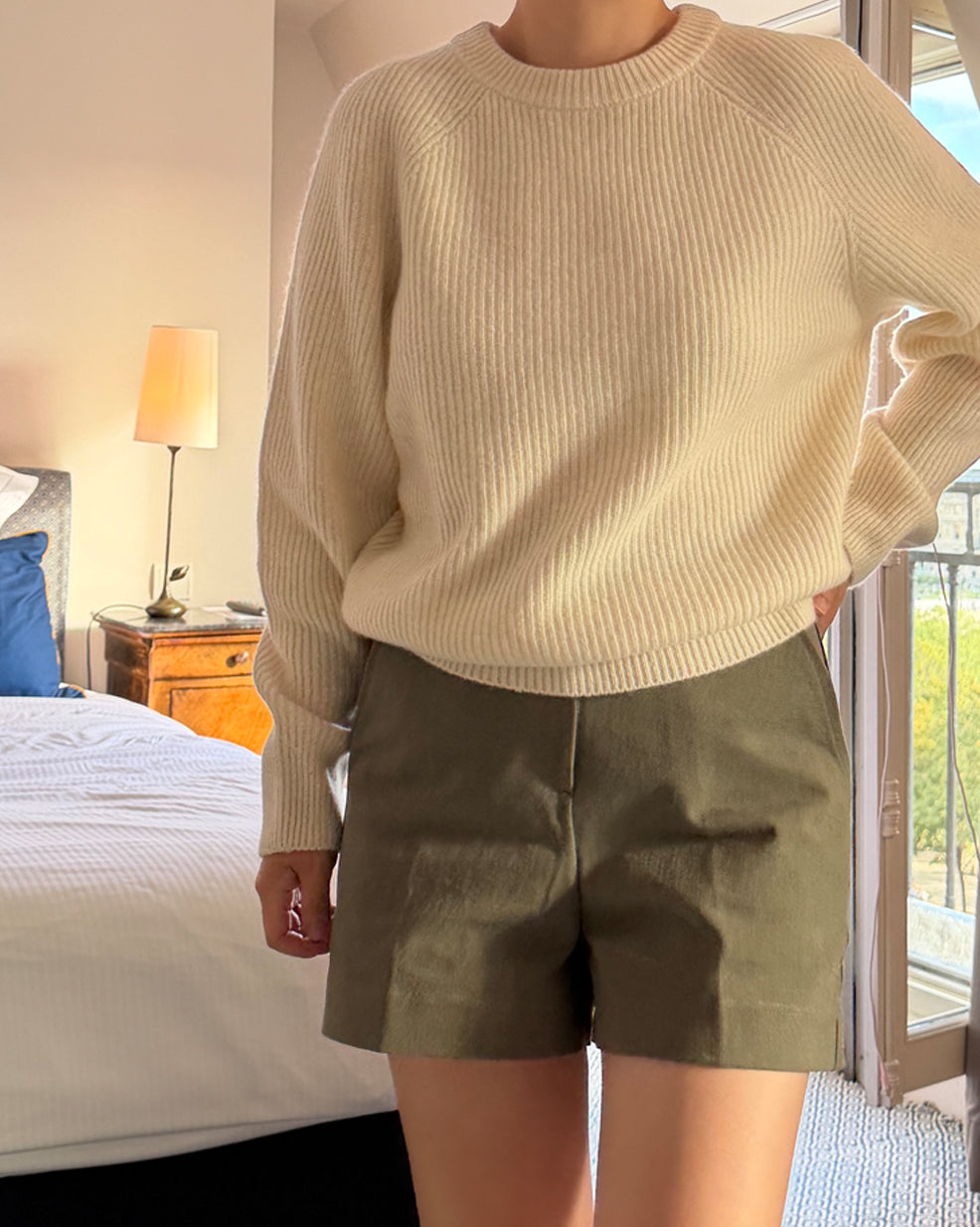 Tailored Structured Shorts - Khaki / Camel