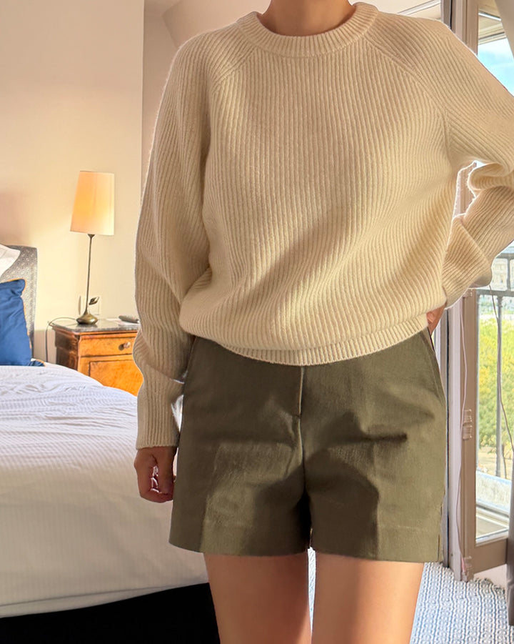 Tailored Structured Shorts - Khaki / Camel