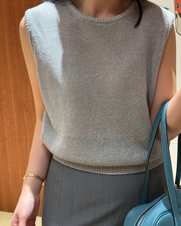 Sheer Silk Blend Knit Vest