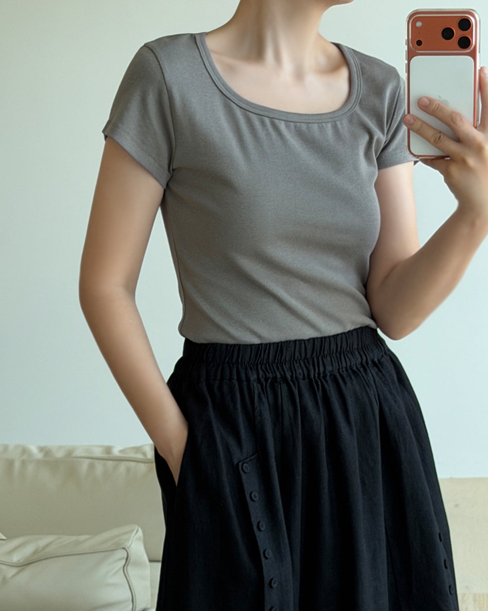 Soft Cotton Modal Scoop Neck Tee