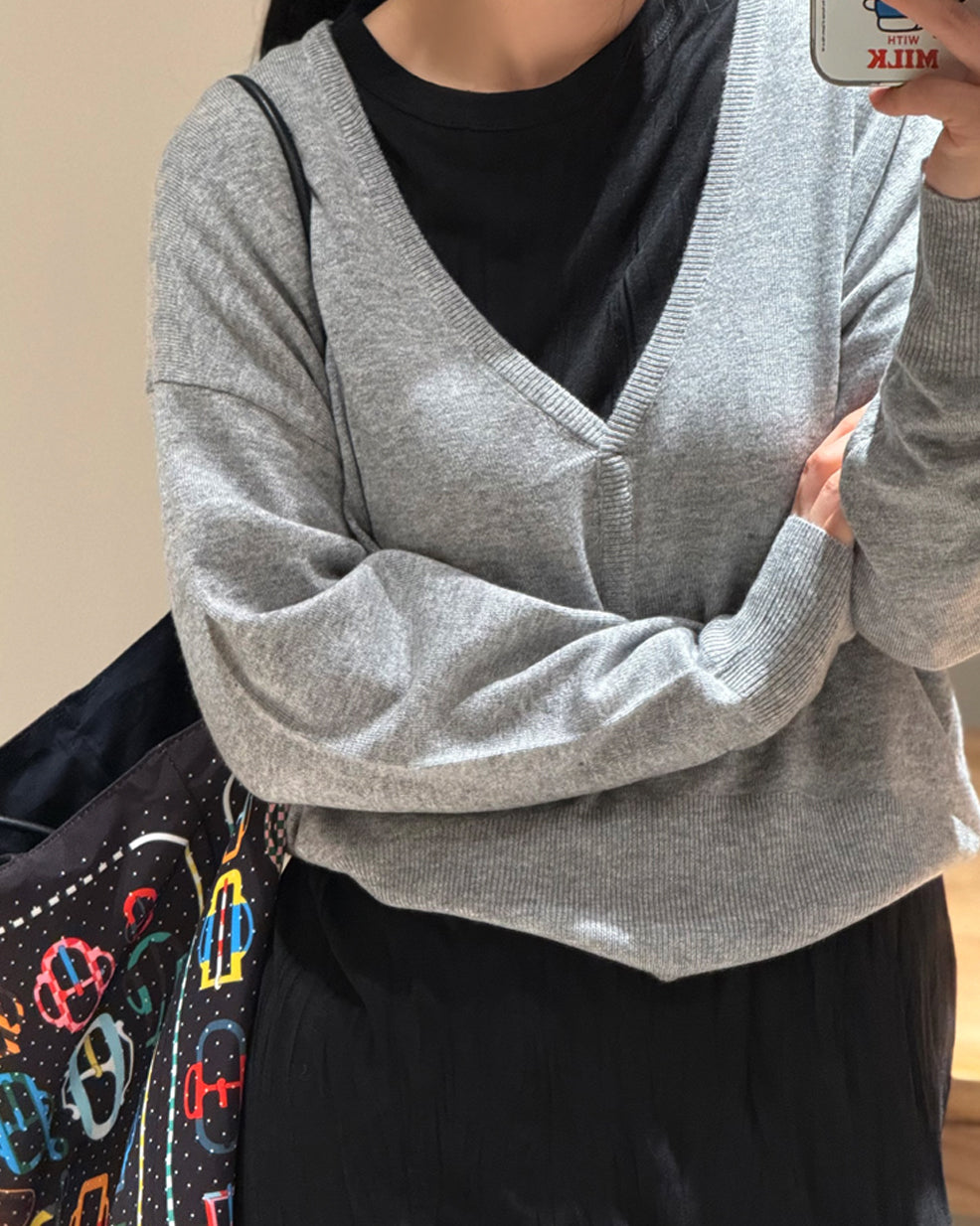 Deep V-Neck Oversized Knit Sweater