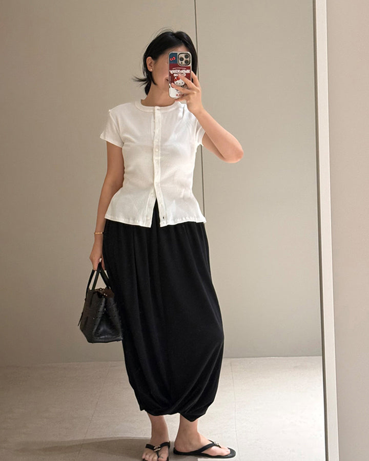 Draped Tulip Maxi Skirt with Side Slit
