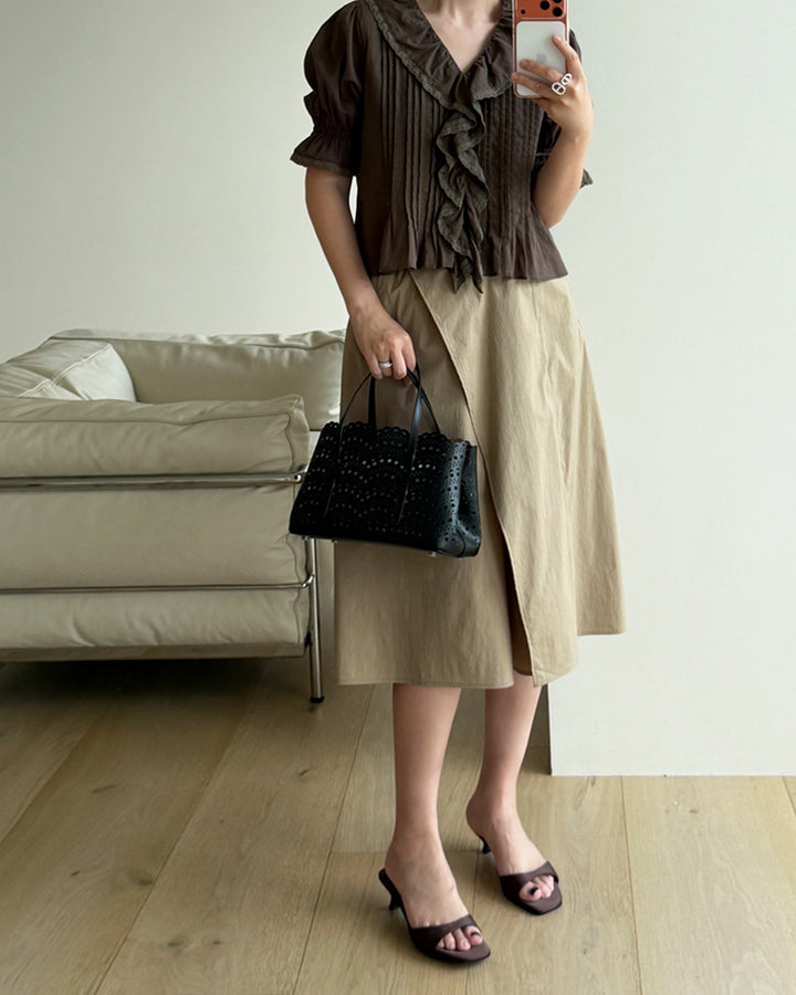 Button Wrap Culotte Pants