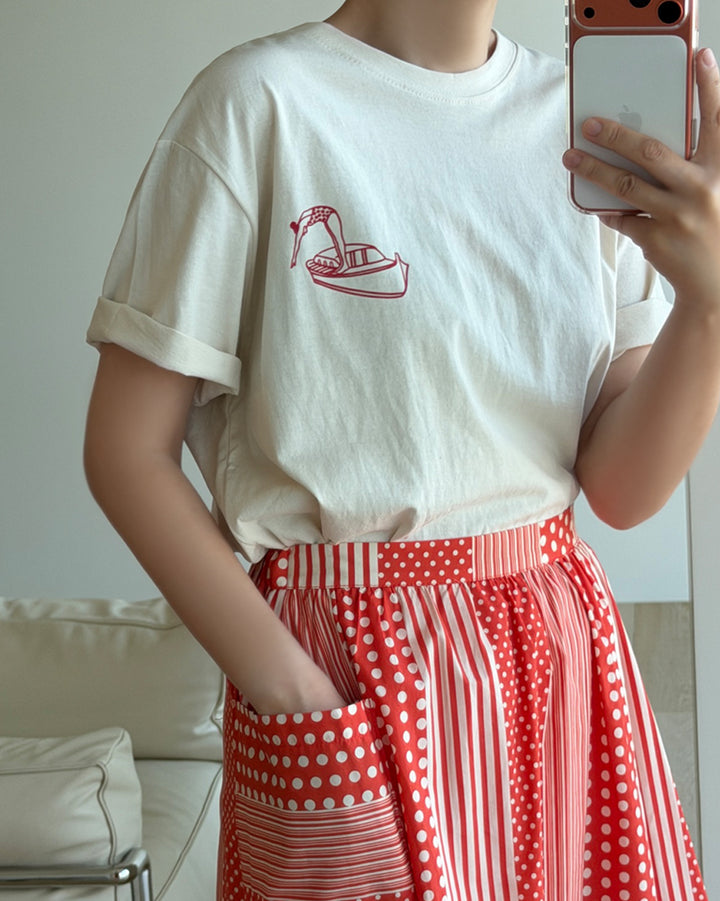 Vintage Beach Graphic Print Cotton T-Shirt