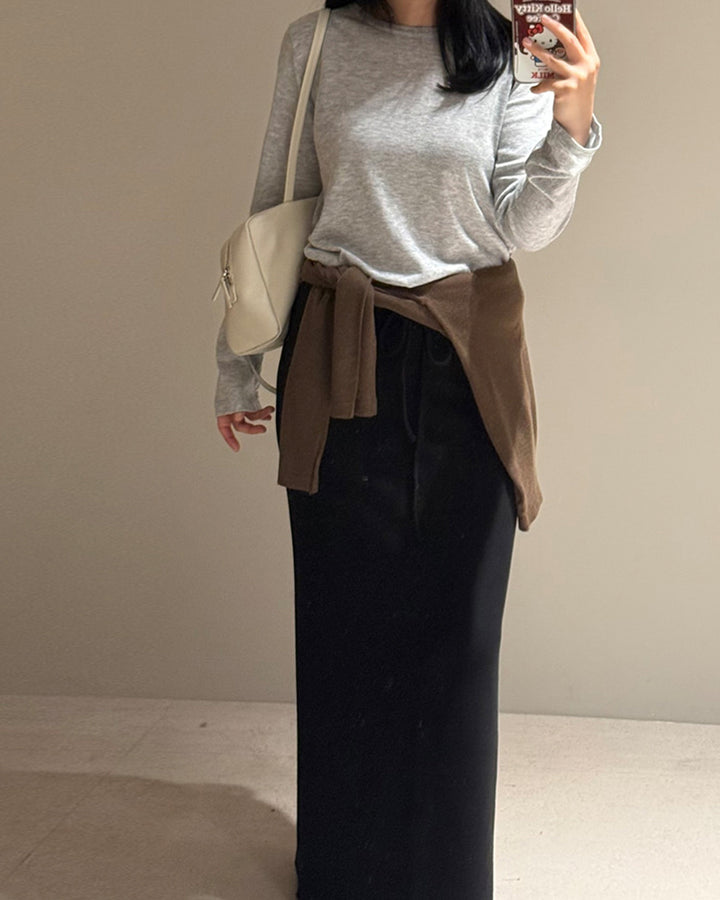 Drawstring Waist Maxi Skirt