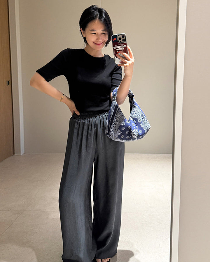 Satin Gloss Rayon Wide Pants