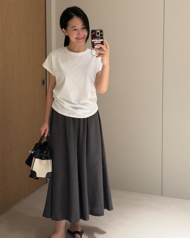 Pleated Wide-Leg Culottes Pants