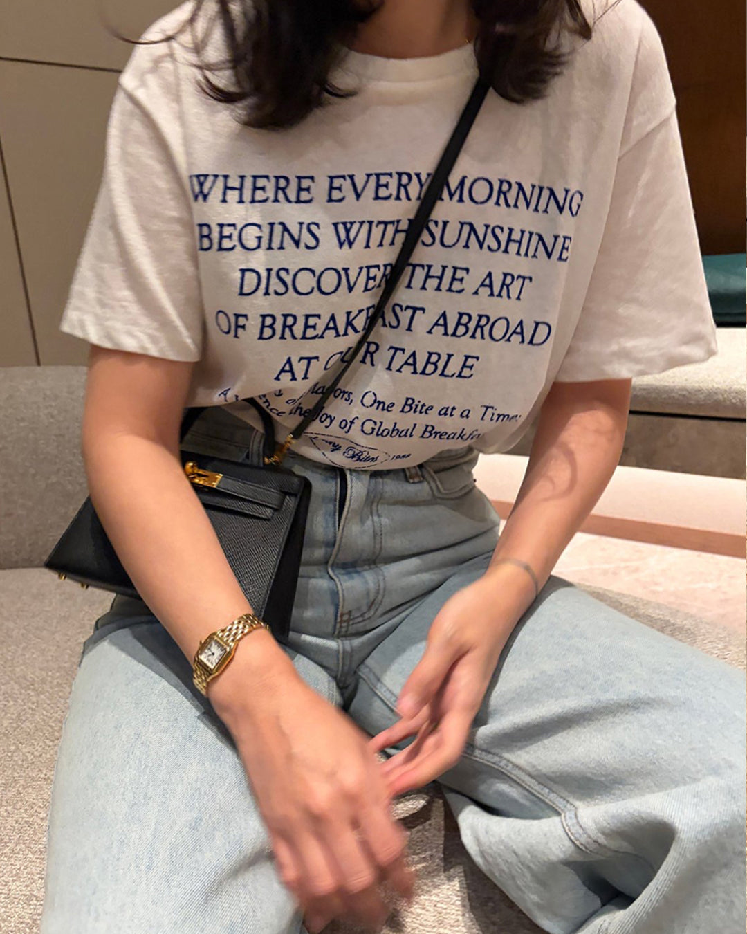 リネンブレンド レタリング エブリデイTシャツ