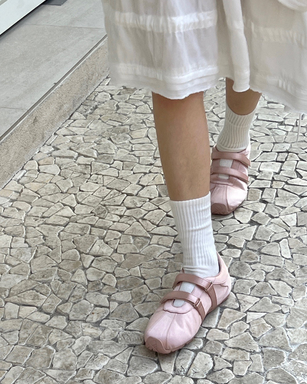 Satin Mary Jane Velcro Sneakers