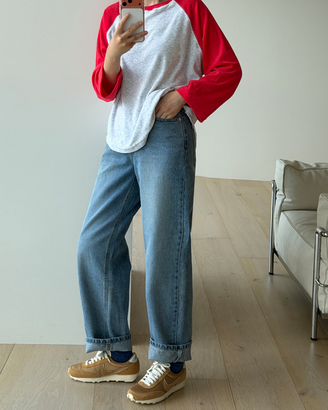 High-Waist Wide Straight Jeans
