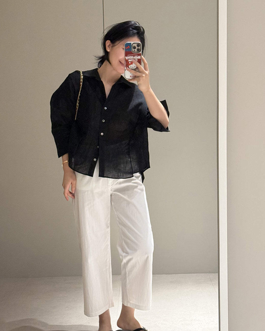 100% Linen Oversized Button-Down Shirt