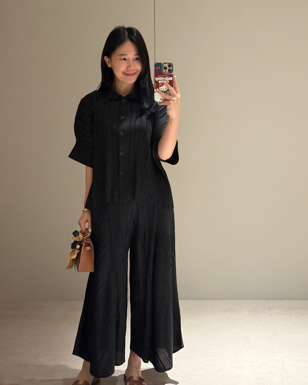 Pleated Wide-Leg Trousers