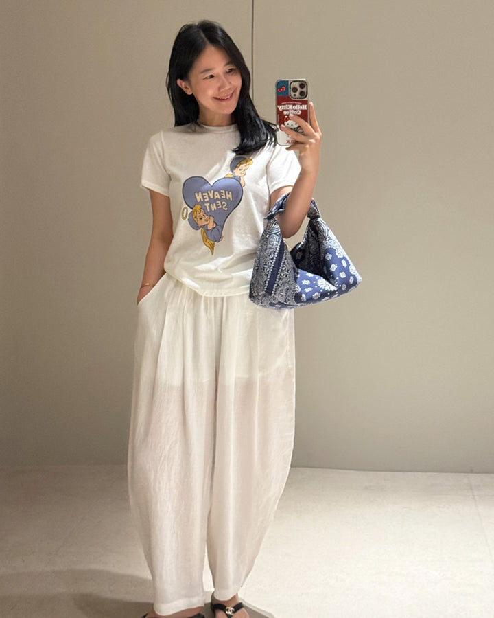 Pleated Linen Blend Baggy Pants