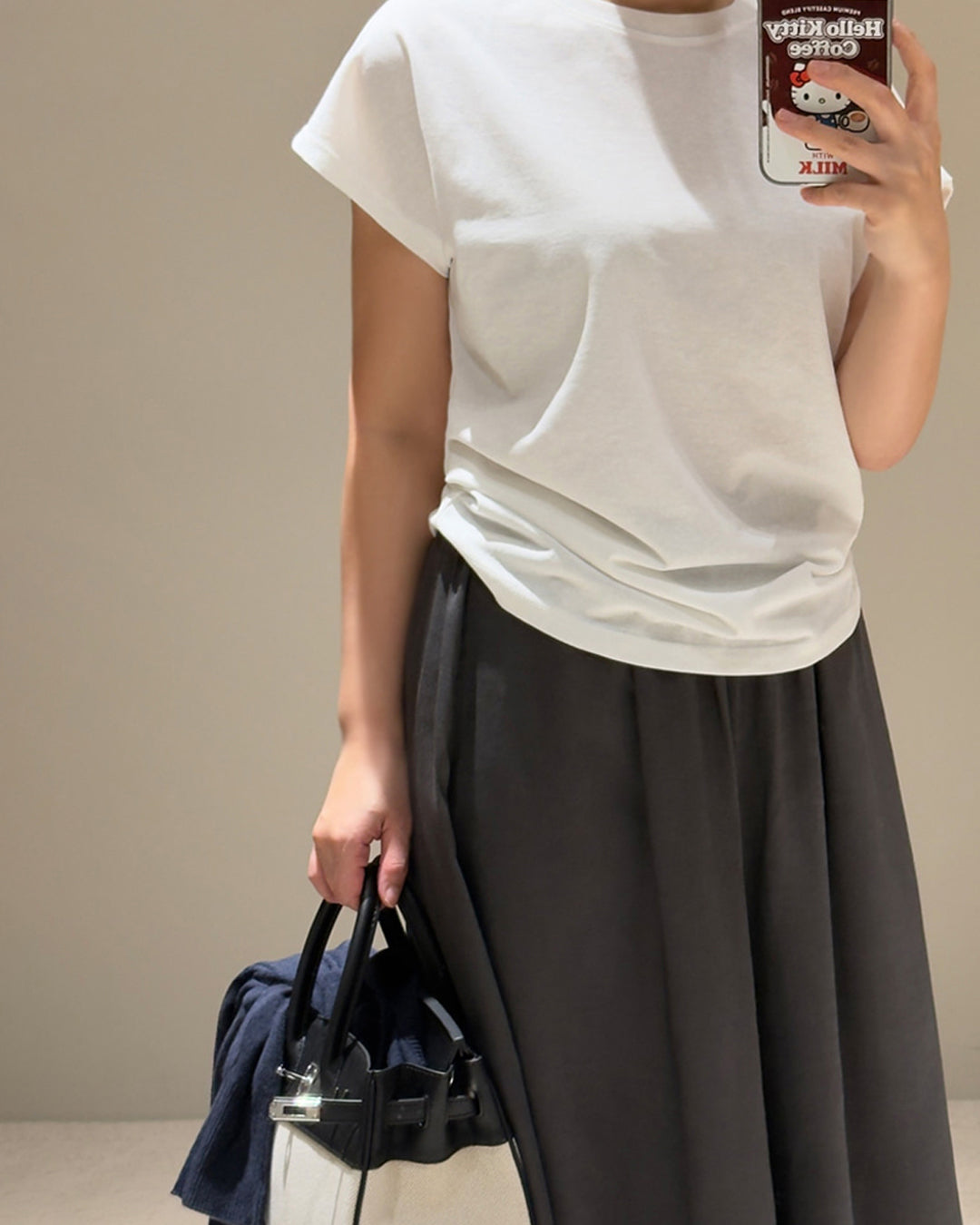Minimalist Cap Sleeve Crewneck Top