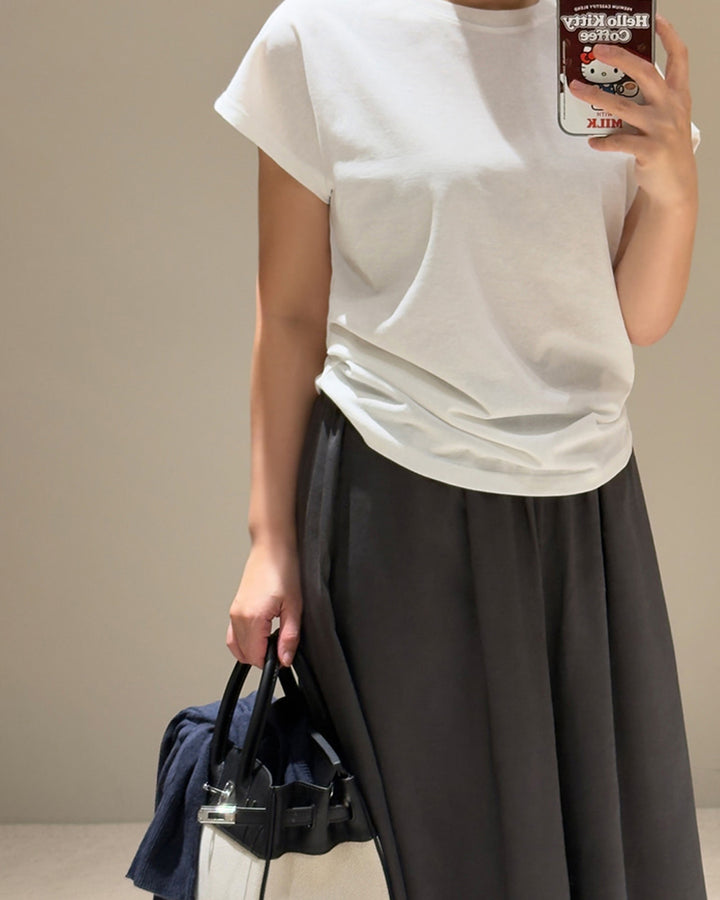 Minimalist Cap Sleeve Crewneck Top