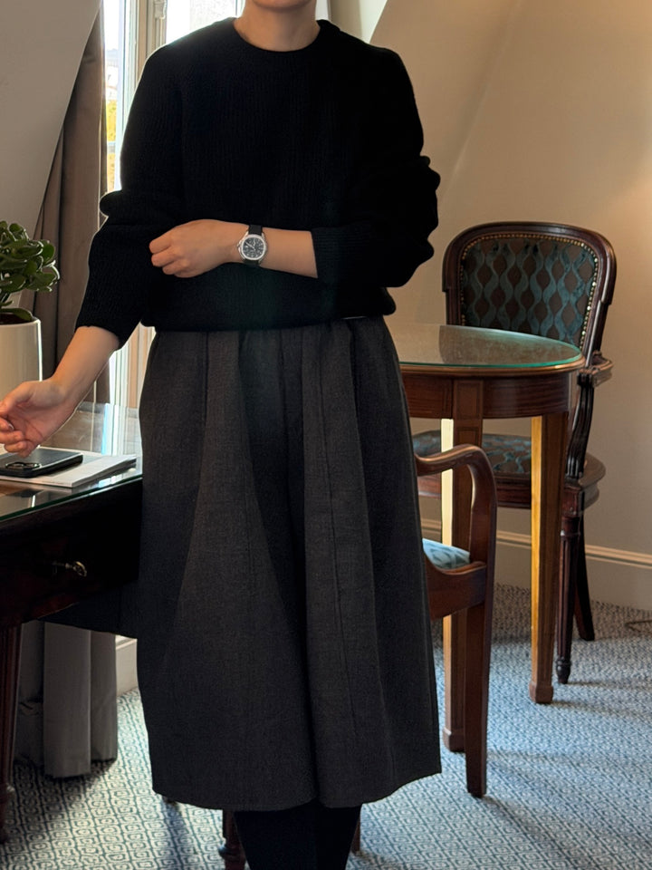 Wool-Blend Wide Midi Pants