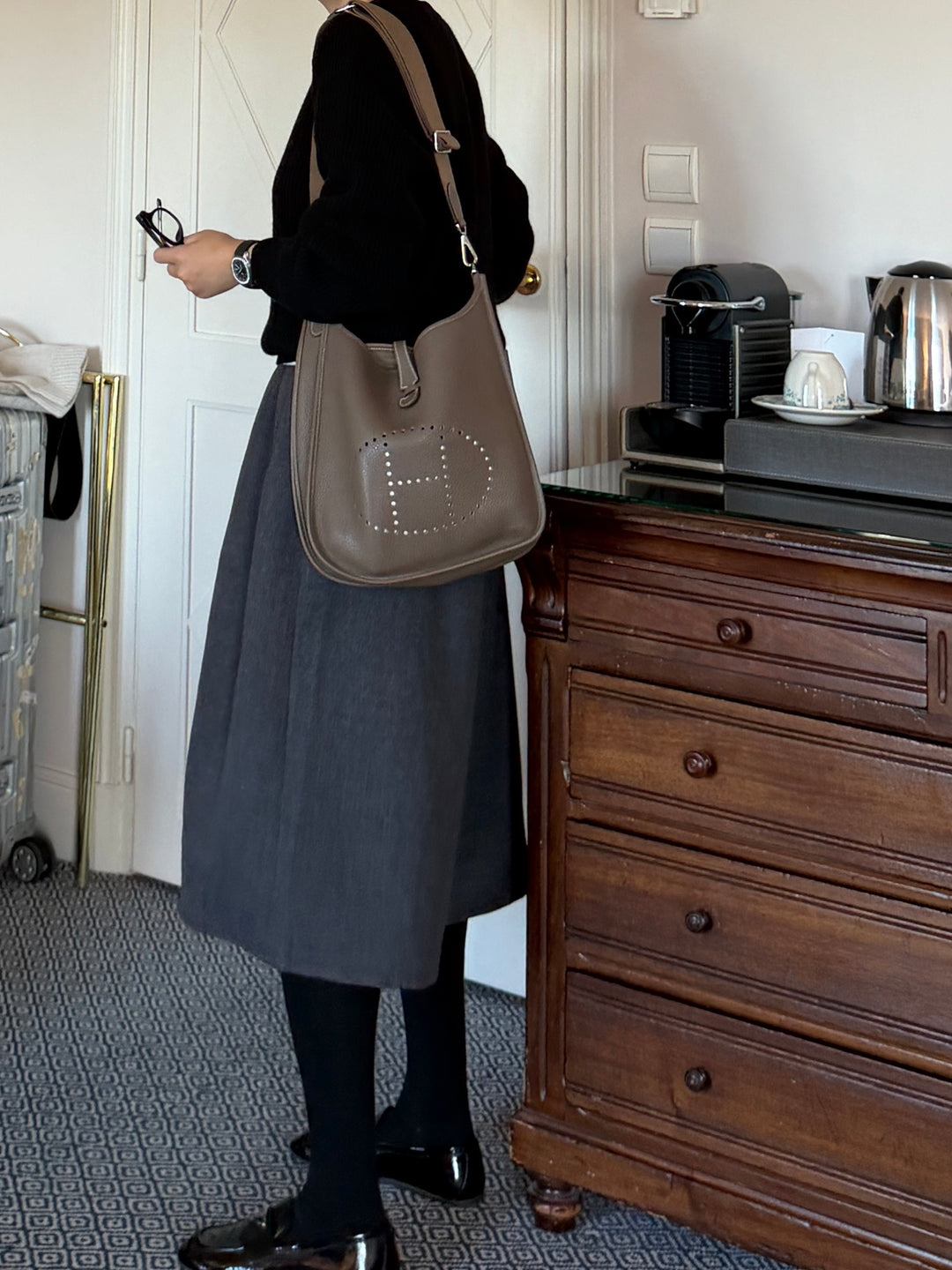 Wool-Blend Wide Midi Pants