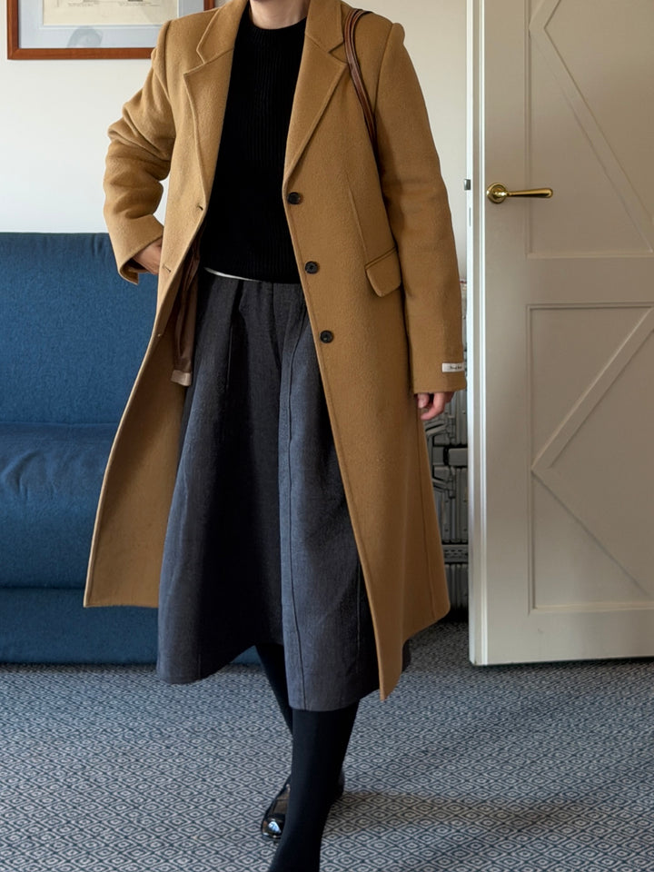 Wool-Blend Wide Midi Pants