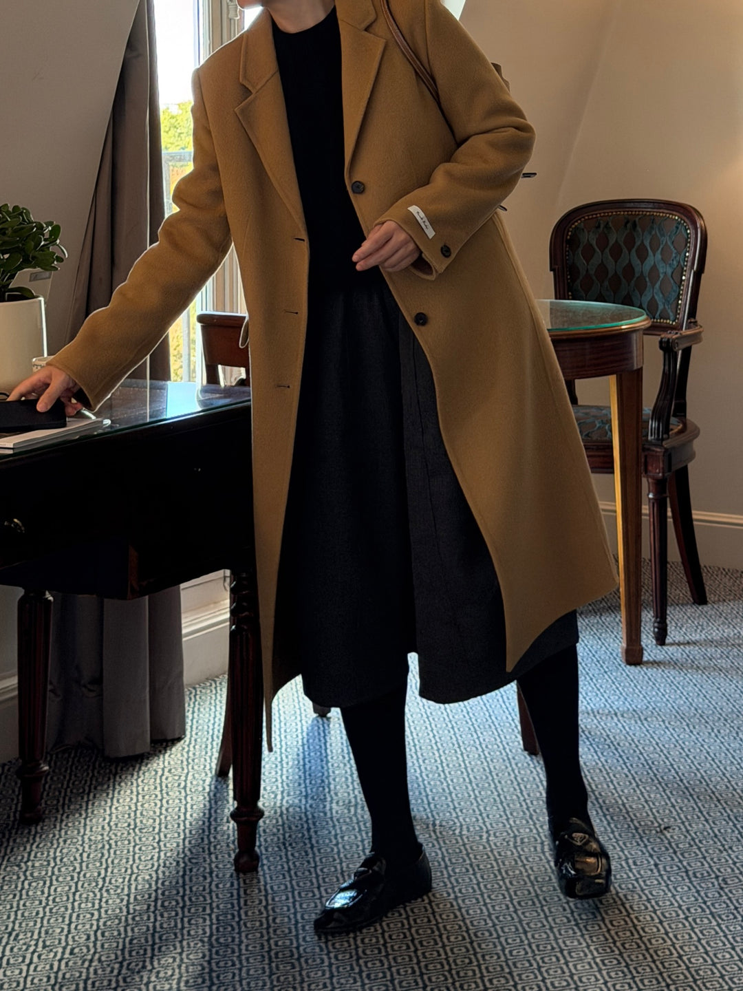 Wool-Blend Wide Midi Pants