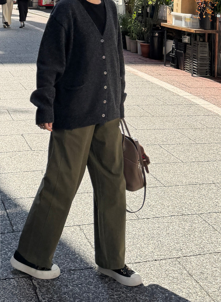 ウール100% オーバーサイズ ポケットカーディガン