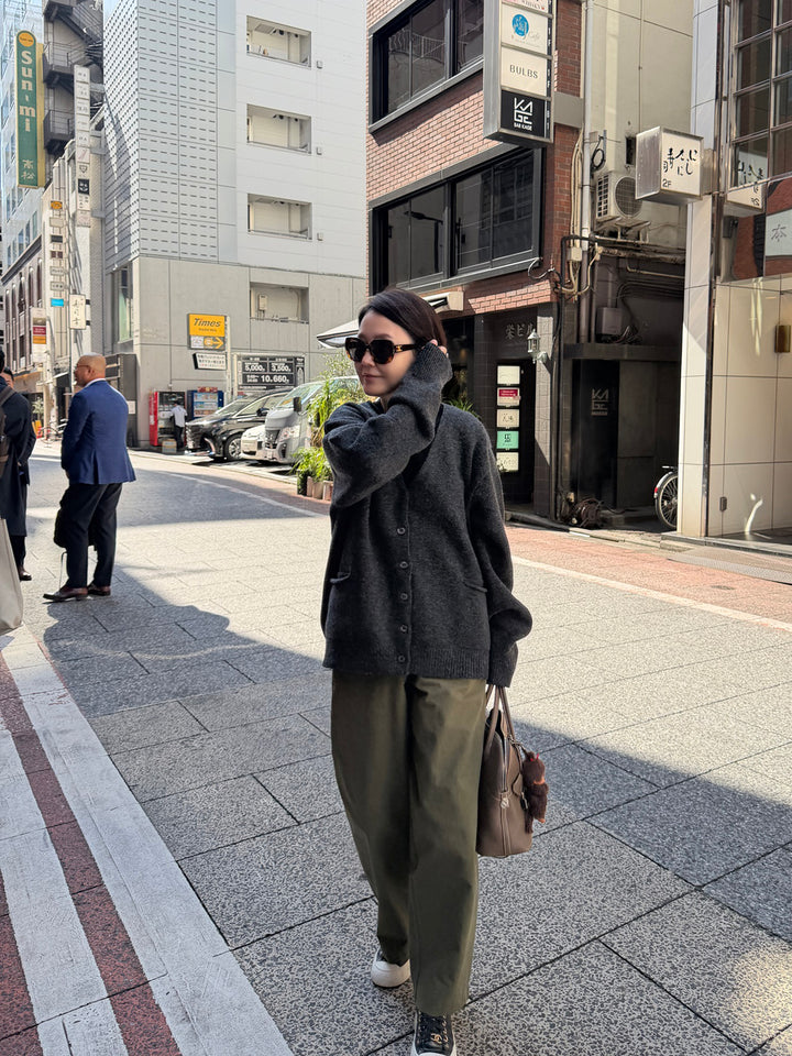 ウール100% オーバーサイズ ポケットカーディガン