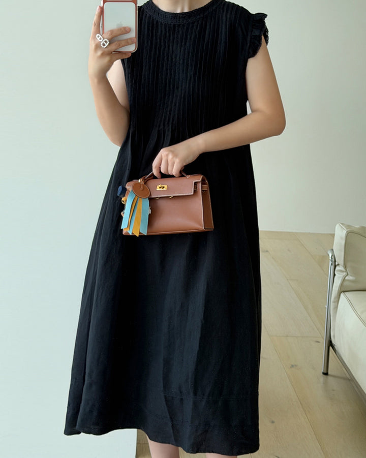 100% Linen Pintuck Maxi Dress