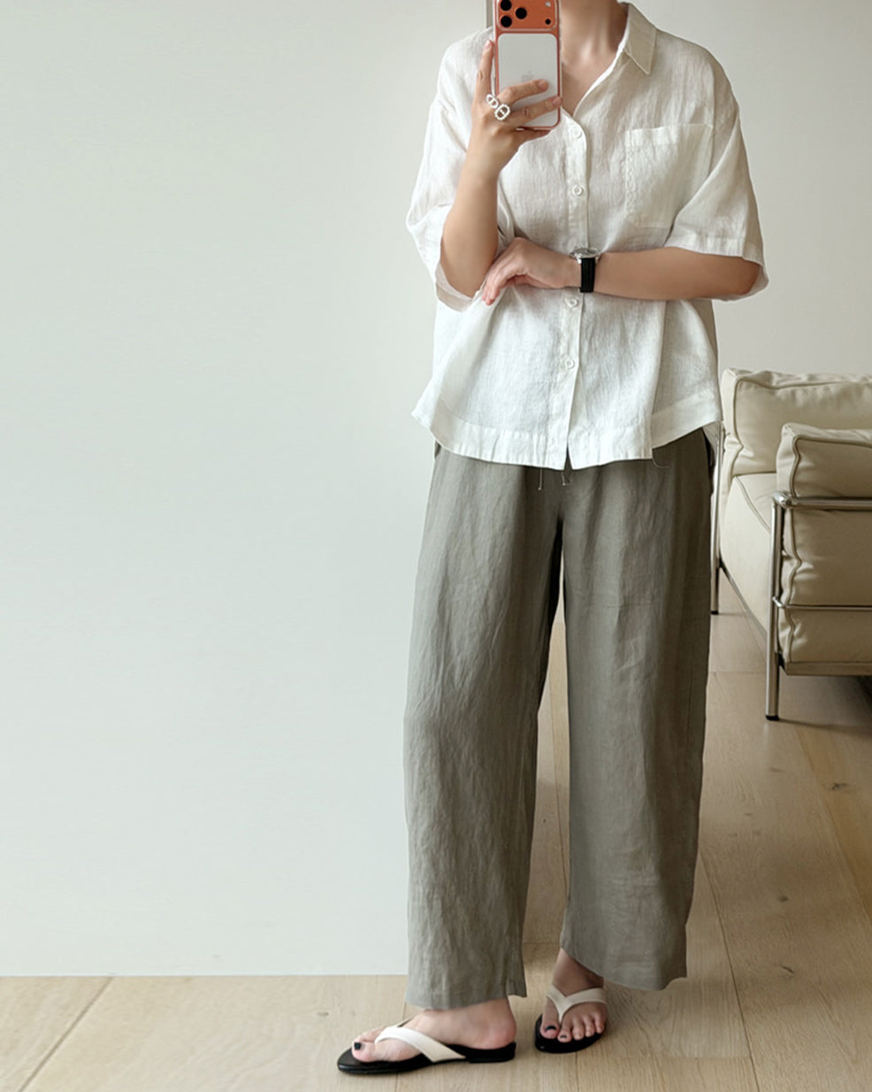 100% Pure Linen Wide-Leg Pants