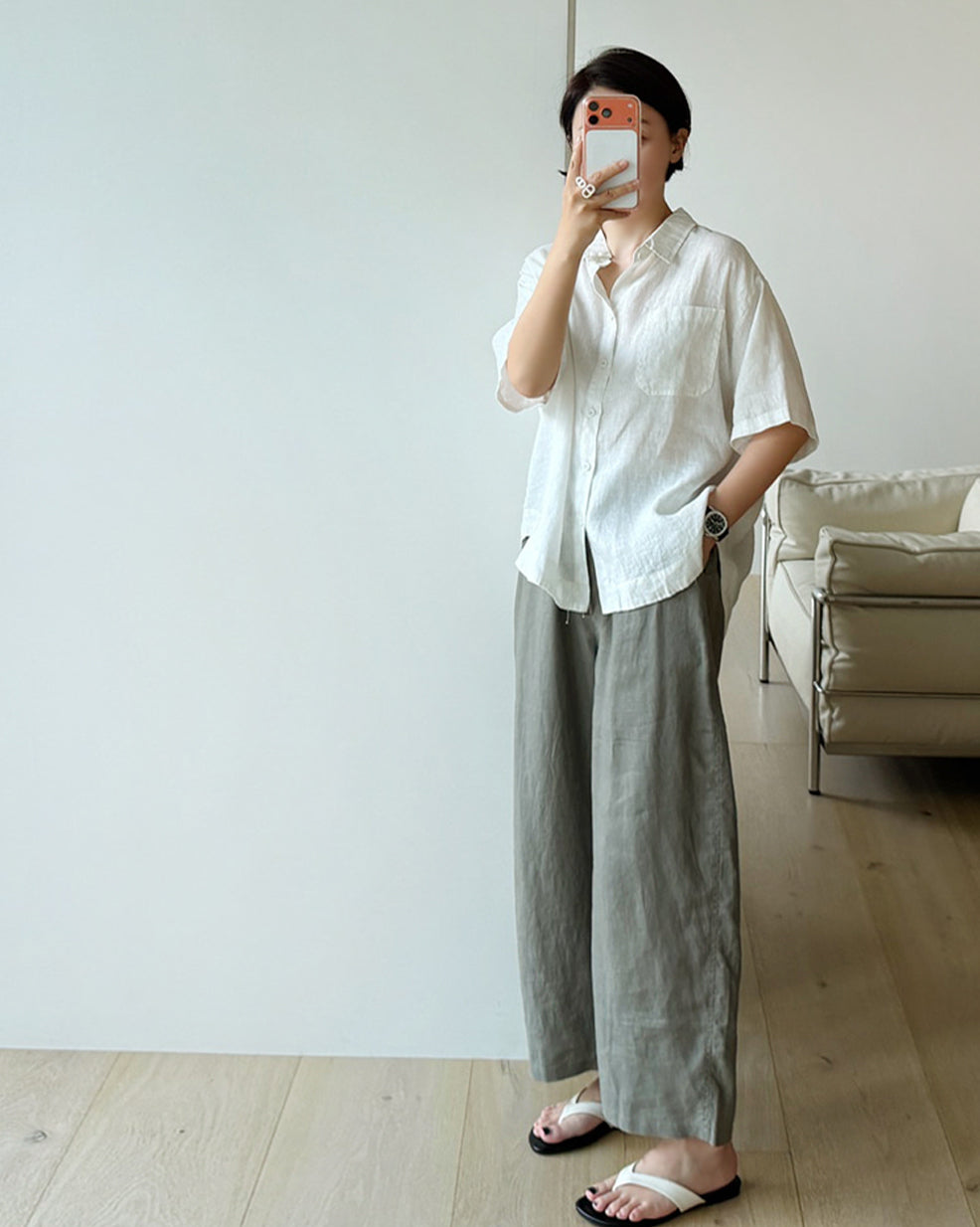 100% Pure Linen Wide-Leg Pants