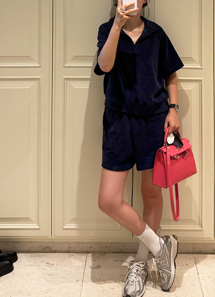 Premium Cotton Terry Polo &amp; Shorts Set