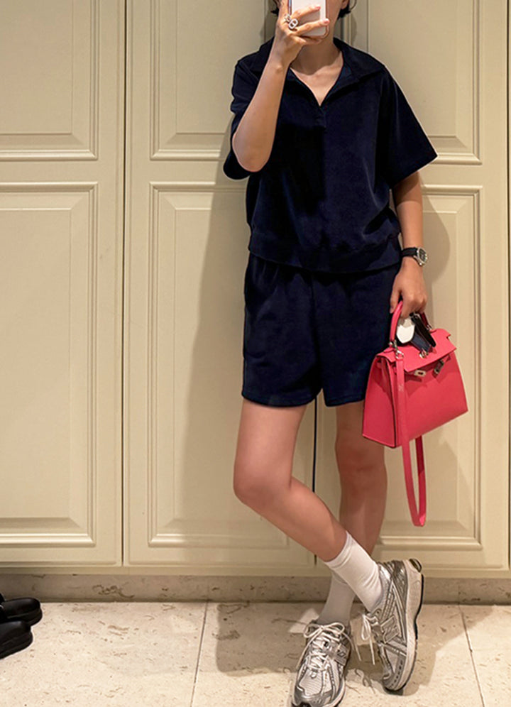 Premium Cotton Terry Polo &amp; Shorts Set