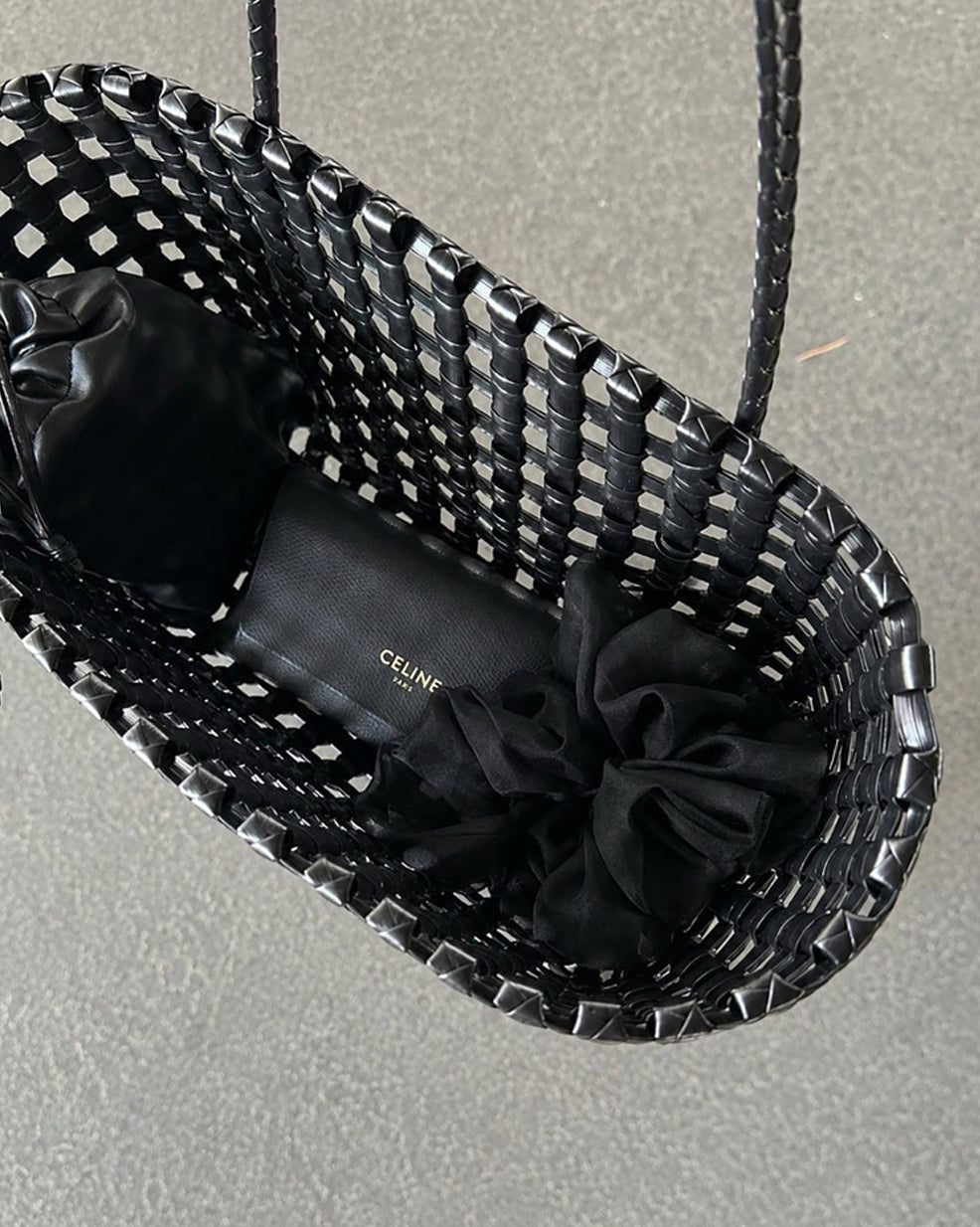 Woven Mesh Tote Bag with Keyring