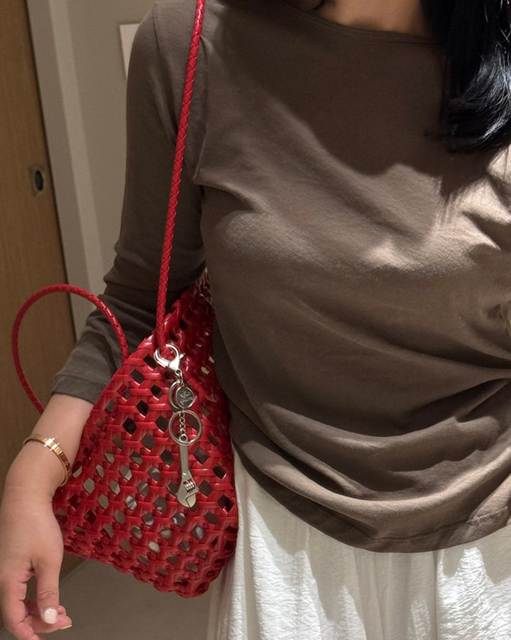 Woven Mesh Tote Bag with Keyring