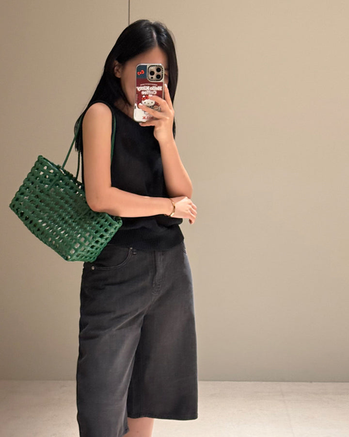 Woven Mesh Tote Bag with Keyring
