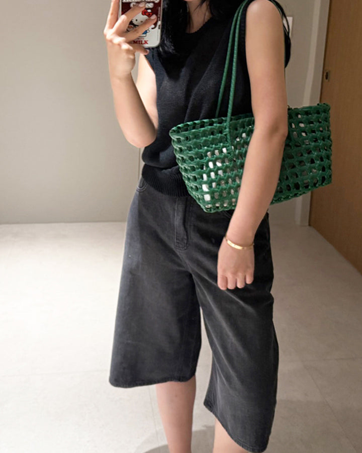Woven Mesh Tote Bag with Keyring
